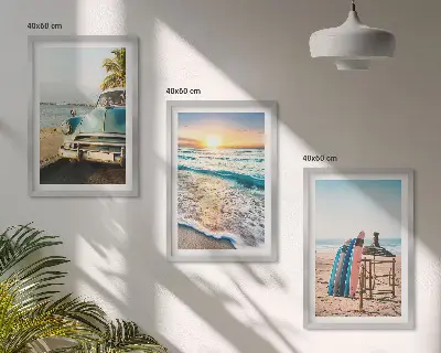 Fali dekorációs képkészlet Miami naplementés vakáció mintával