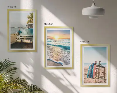 Fali dekorációs képkészlet Miami naplementés vakáció mintával
