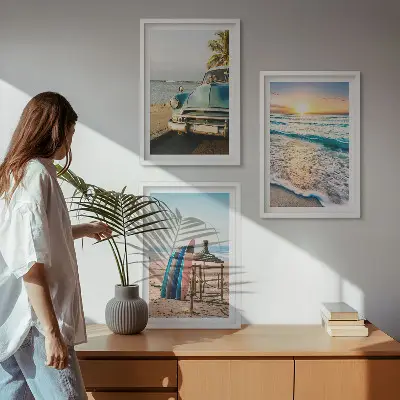 Fali dekorációs képkészlet Miami naplementés vakáció mintával
