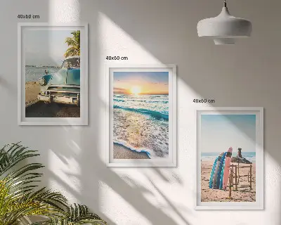 Fali dekorációs képkészlet Miami naplementés vakáció mintával