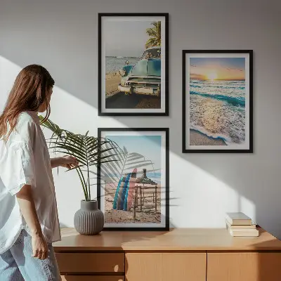 Fali dekorációs képkészlet Miami naplementés vakáció mintával