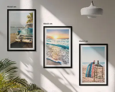 Fali dekorációs képkészlet Miami naplementés vakáció mintával