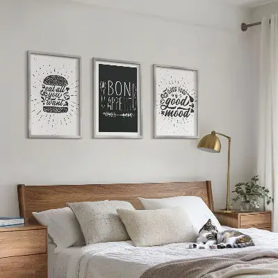 Grafikus kulináris kép szett hálószobába való keretes dekoráció