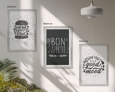 Keretezett kép szett hálószobába Grafikus étel kulináris szlogenek