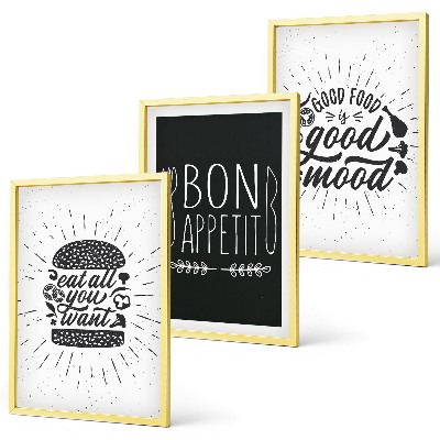 Keretezett kép szett hálószobába Grafikus étel kulináris szlogenek