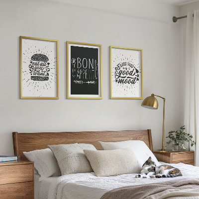 Keretezett kép szett hálószobába Grafikus étel kulináris szlogenek