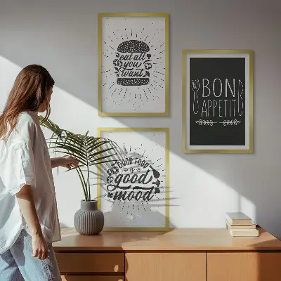 Grafikus kulináris kép szett hálószobába való keretes dekoráció