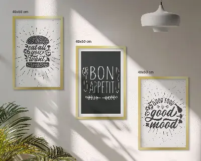 Grafikus kulináris kép szett hálószobába való keretes dekoráció
