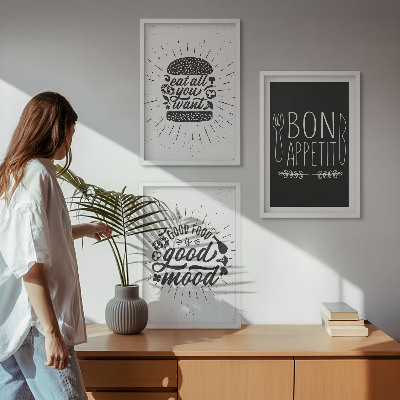 Keretezett kép szett hálószobába Grafikus étel kulináris szlogenek
