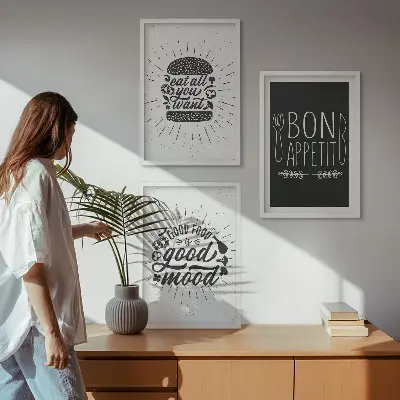 Grafikus kulináris kép szett hálószobába való keretes dekoráció