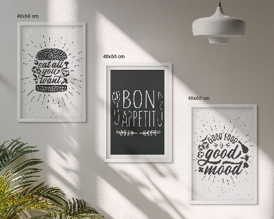 Keretezett kép szett hálószobába Grafikus étel kulináris szlogenek