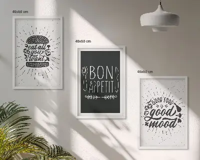 Grafikus kulináris kép szett hálószobába való keretes dekoráció