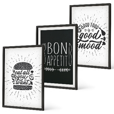 Keretezett kép szett hálószobába Grafikus étel kulináris szlogenek