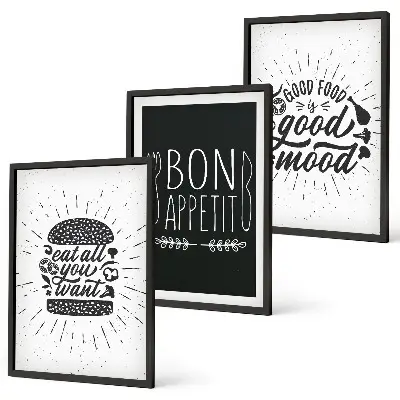 Grafikus kulináris kép szett hálószobába való keretes dekoráció