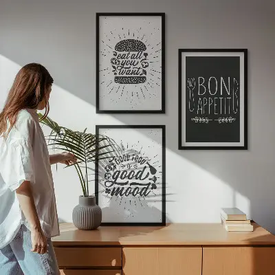 Grafikus kulináris kép szett hálószobába való keretes dekoráció