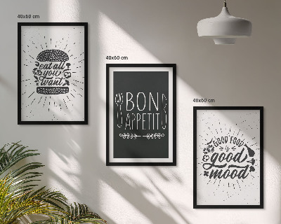 Keretezett kép szett hálószobába Grafikus étel kulináris szlogenek