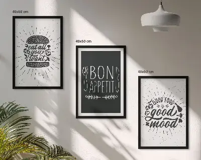 Grafikus kulináris kép szett hálószobába való keretes dekoráció