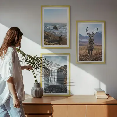 Hegyi tájak vízeséssel fali dekoráció kép készlet