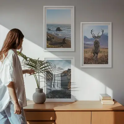 Hegyi tájak vízeséssel fali dekoráció kép készlet