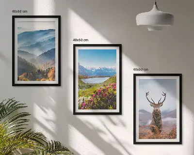 Hegyi tó és szarvas mintás kép szett keretezett változat hálószobába