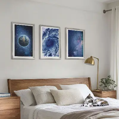 Fali dekorációs képszett föld, űr, vihar és galaxis mintával