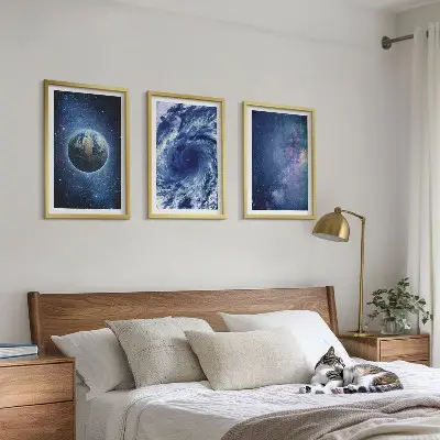 Fali dekorációs képszett föld, űr, vihar és galaxis mintával