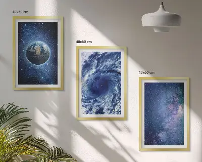 Fali dekorációs képszett föld, űr, vihar és galaxis mintával