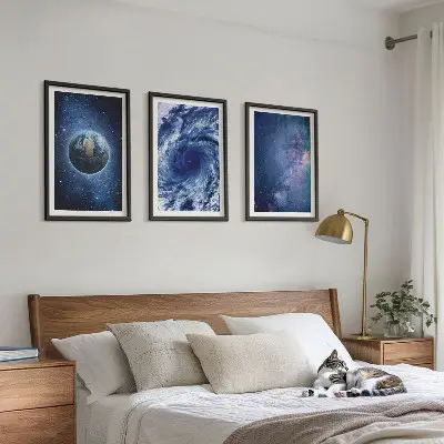 Fali dekorációs képszett föld, űr, vihar és galaxis mintával