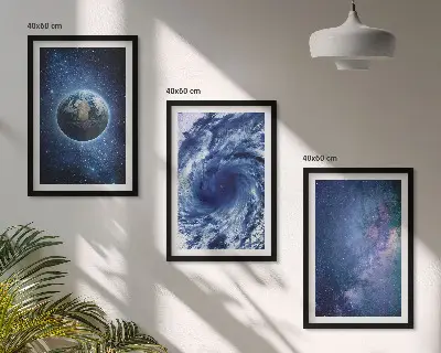 Fali dekorációs képszett föld, űr, vihar és galaxis mintával