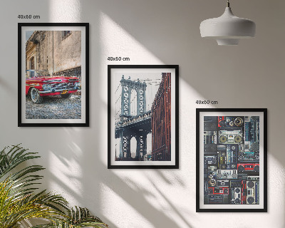 Fali dekoráció kép készlet Régi autóhíd Brooklynban retro hang