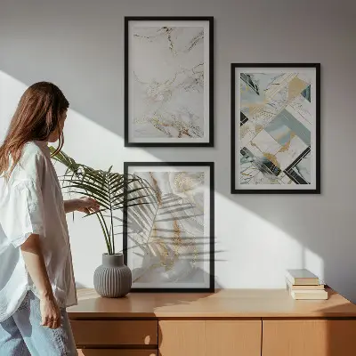 Fali dekorációs képkészlet elegáns márvány mintákkal