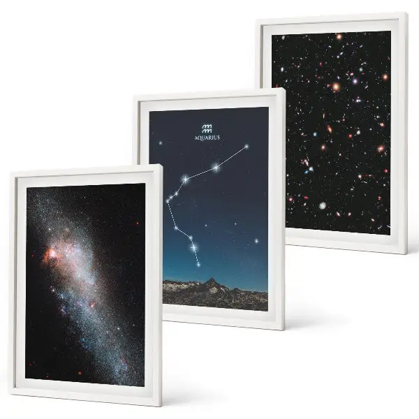 Galaxis és Vízöntő csillagkép falikép szett keretezett változat hálószobába