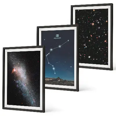 Galaxis és Vízöntő csillagkép falikép szett keretezett változat hálószobába