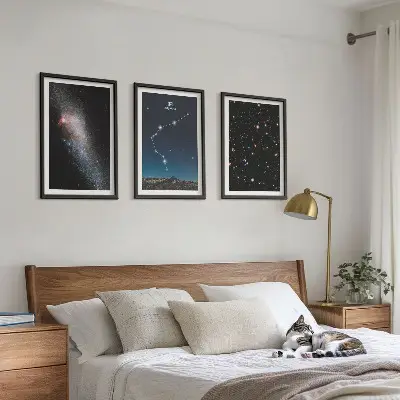 Galaxis és Vízöntő csillagkép falikép szett keretezett változat hálószobába