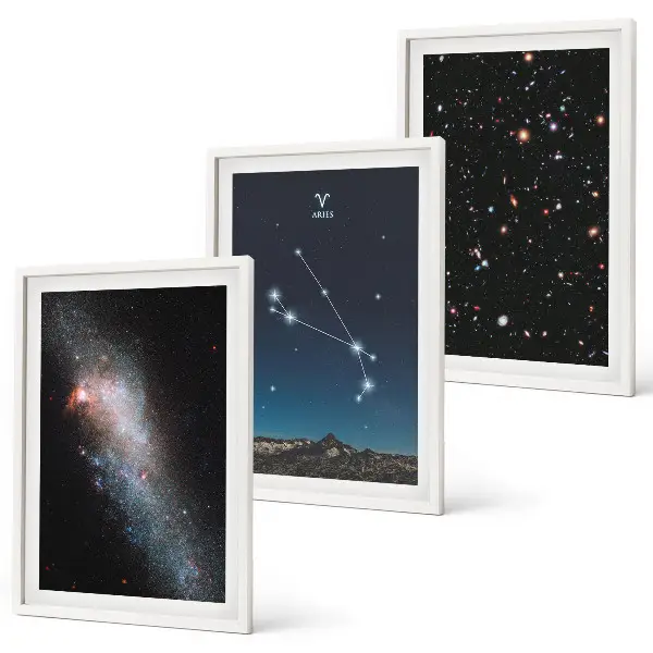 Kozmikus galaxis tájképek keretezett képszett hálószobába