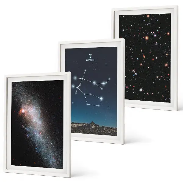 Ikrek csillagjegyű galaxis kép keretezett szett hálószobába