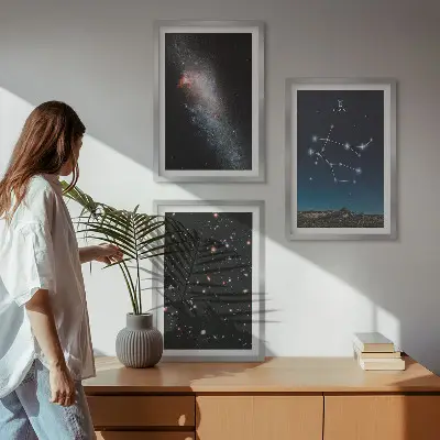 Ikrek csillagjegyű galaxis kép keretezett szett hálószobába