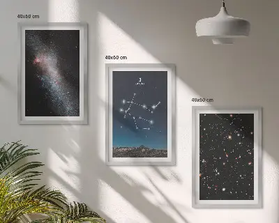 Ikrek csillagjegyű galaxis kép keretezett szett hálószobába