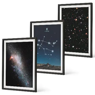 Ikrek csillagjegyű galaxis kép keretezett szett hálószobába