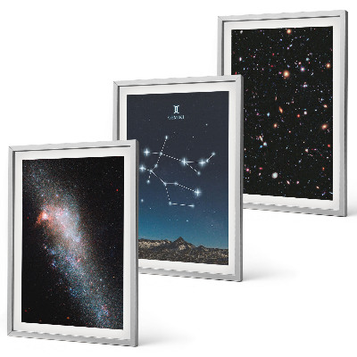 Keretezett kép szett hálószobába Ikrek csillagjegyű galaxis