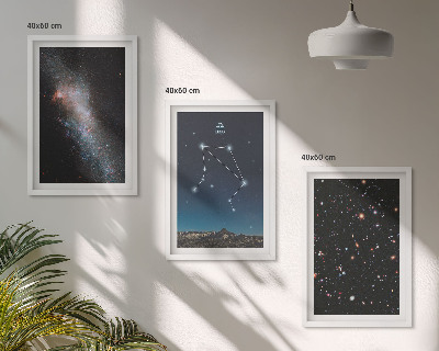 Keretezett kép szett hálószobába Mérleg galaxis égboltja