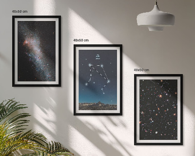 Keretezett kép szett hálószobába Mérleg galaxis égboltja