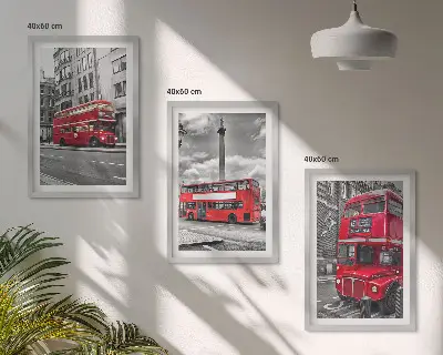 Keretezett képszett piros londoni buszokkal hálószobába