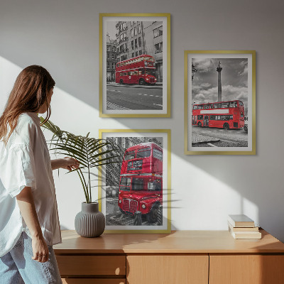 Keretezett kép szett hálószobába Piros buszok Londonban