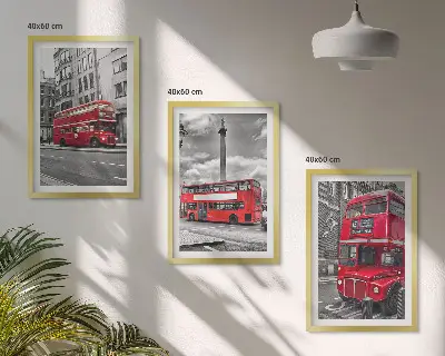 Keretezett képszett piros londoni buszokkal hálószobába