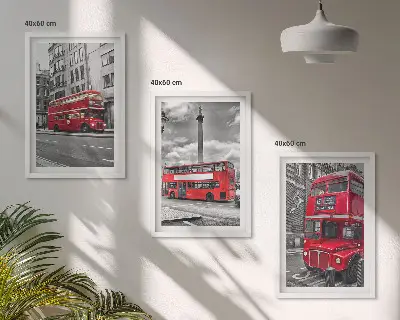 Keretezett képszett piros londoni buszokkal hálószobába