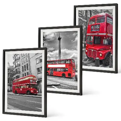 Keretezett képszett piros londoni buszokkal hálószobába