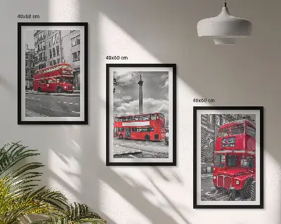 Keretezett képszett piros londoni buszokkal hálószobába