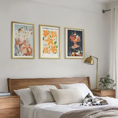 Virágportrék csokrokkal fali dekoráció kép készlet