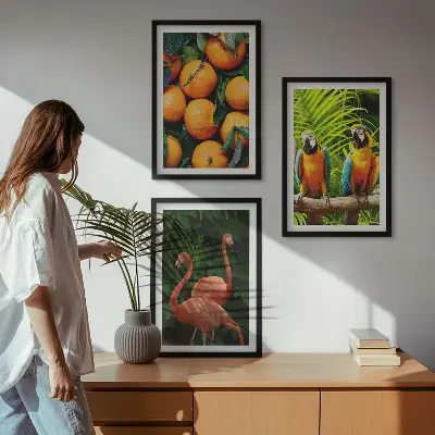 Trópusi gyümölcsök mintázatú keretezett kép szett hálószobai dekoráció